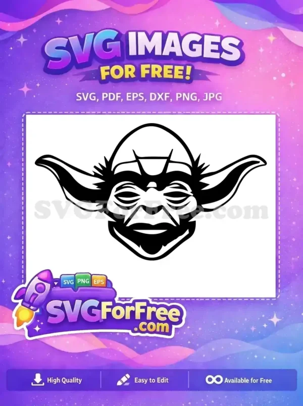 Free iconic Yoda-inspired head SVG design, perfect for fans. A versatile free vector graphic for all your crafting needs.