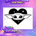 Free Cute Grogu Smiling Free Heart Sparkles Design Mandalorian Free SVG - Instant Download