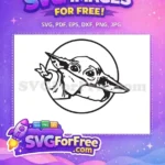 Free Peeking Green Creature Free Wide-eyed Curious The Mandalorian Free SVG - Instant Download