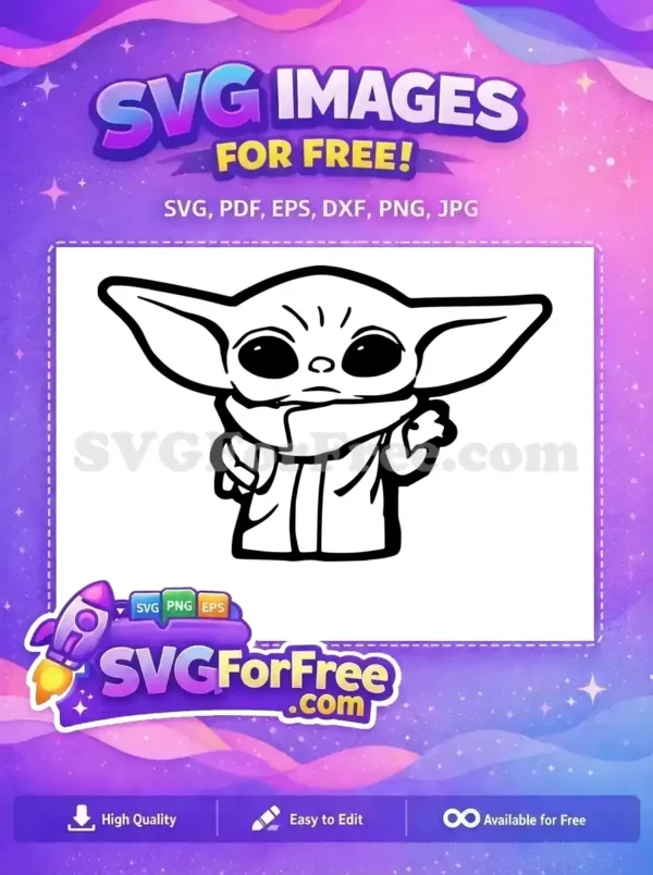 Free Grogu SVG Design – Adorable Star Wars Cut File Free Grogu outline SVG, a charming digital design for crafts and personal projects. Download this adorable character now!