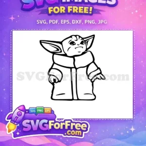 A free outline SVG of the beloved Baby Yoda (Grogu), perfect for crafts and digital projects. Instantly recognizable!