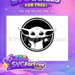 Free serious Baby Yoda Free dark scarf Mandalorian Free SVG - Instant Download