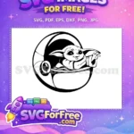 Free Happy Smiling Baby Yoda Free Floating Bassinet The Mandalorian Free SVG - Instant Download