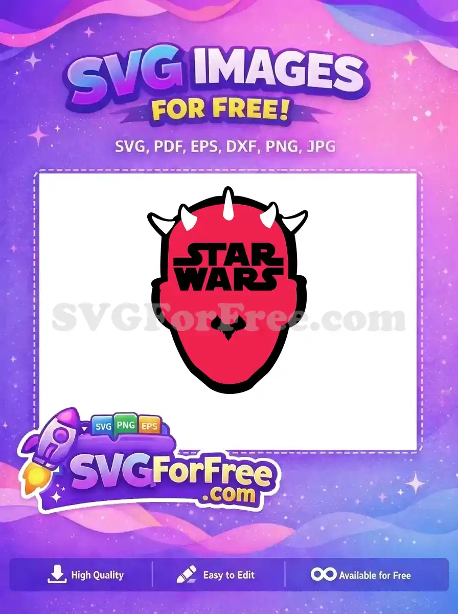A striking free Star Wars Darth Maul head silhouette with the classic logo, ideal for any fan's creative projects.