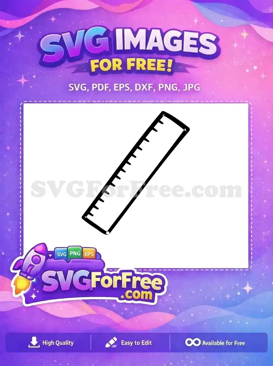 A simple, free ruler SVG design, featuring clear measurement markings in a clean, black and white style. Ideal for educational or craft projects.