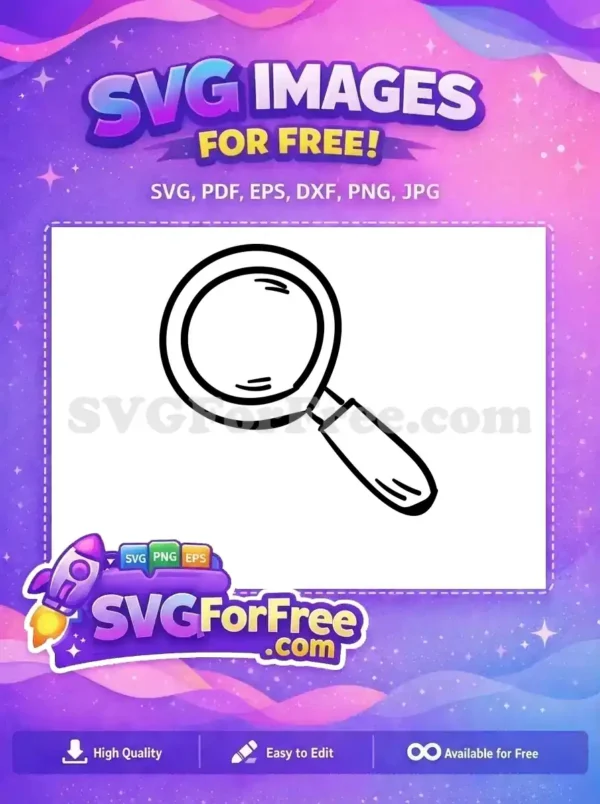 A free, doodle-style magnifying glass icon, perfect for search functions or emphasizing discovery in your free designs. Get this free SVG today!