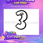 Free Stylized Number Three Free Wavy Lines Back To School Free SVG - Instant Download