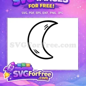 A free hand-drawn crescent moon SVG icon, simple black outline, offering a unique celestial touch for your free designs.