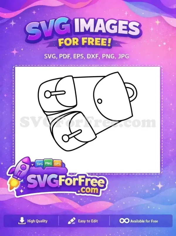 Free Multi-Compartment Pouch SVG – Versatile Design Free line art SVG of a multi-compartment pouch or fanny pack, ideal for various free design projects.