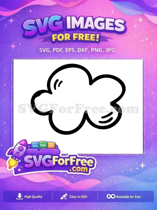 A free hand-drawn cloud SVG design, featuring a thick, expressive outline and subtle interior lines. Ideal for playful and creative free projects.