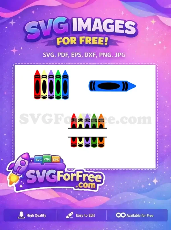 A vibrant collection of free crayon SVG designs, showcasing multiple arrangements for diverse creative projects.