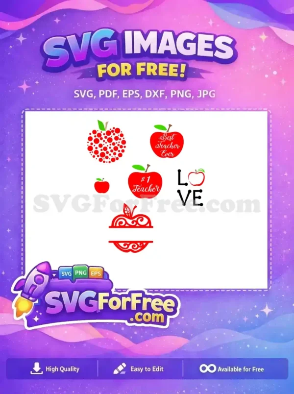 A unique free SVG design featuring an apple silhouette creatively formed by an array of red circles, perfect for crafts.