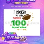 Free Football Kick Free Green 100 Days School Design Free SVG - Instant Download