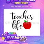 Free Script Teacher Free Red Apple School Design Free SVG - Instant Download