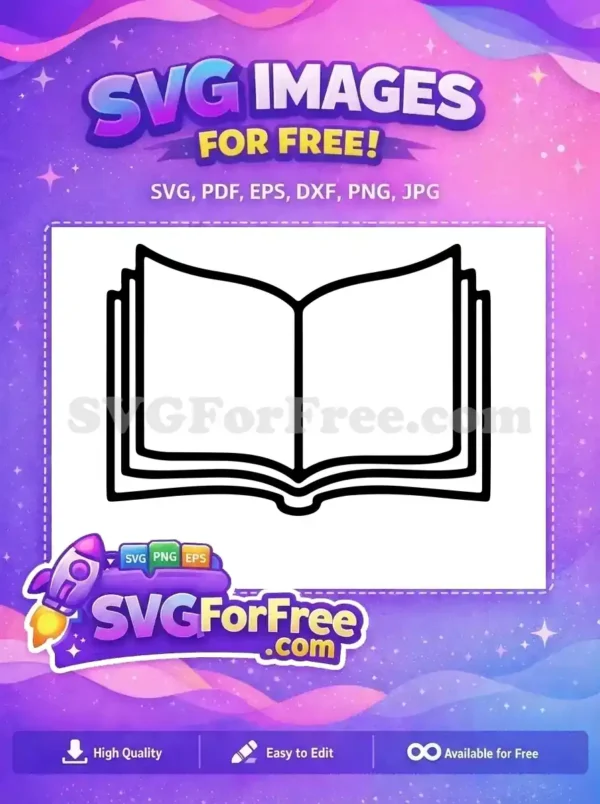 A free design showcasing a simple, open book outline. Perfect free SVG for educational content and reading themes.