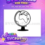 Free Black Globe Free Earth Map Back To School Free SVG - Instant Download