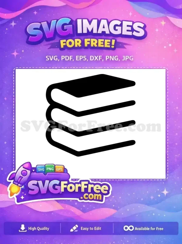 Free SVG icon of three books stacked horizontally, an essential free design for education or knowledge themes. Download now!