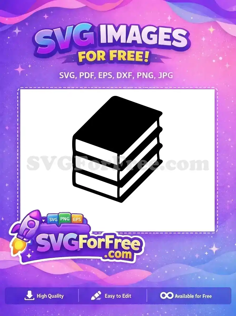 A crisp, free design of three stacked books, perfect for educational content or library themes. Download this free SVG icon now!