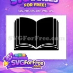 Free Open Book Black Free School Study Back To School Free SVG - Instant Download