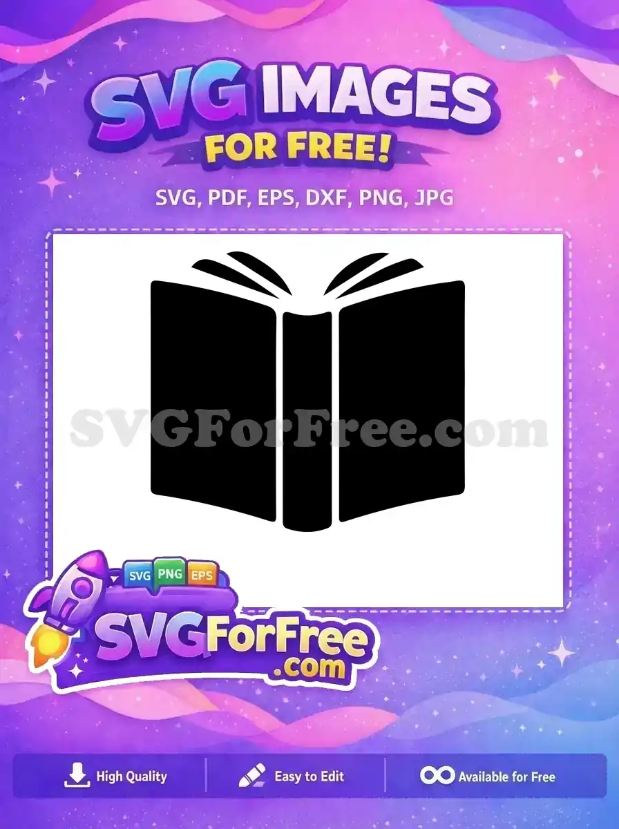 A clean, free open book icon with pages splayed, symbolizing knowledge and learning. A fantastic free design resource!