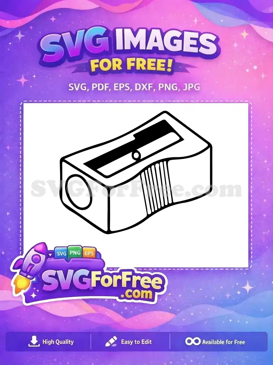 A free, crisp black and white SVG of a classic pencil sharpener, ideal for various design projects. This versatile vector graphic is freely available for your creative needs.