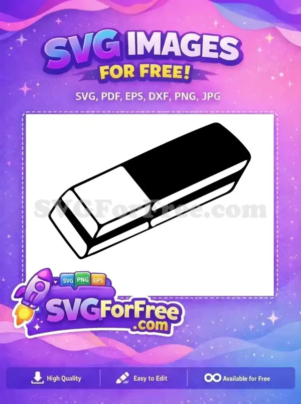 A crisp, free SVG of a classic two-tone eraser, ideal for school supplies or office-themed designs. Download this free vector now!