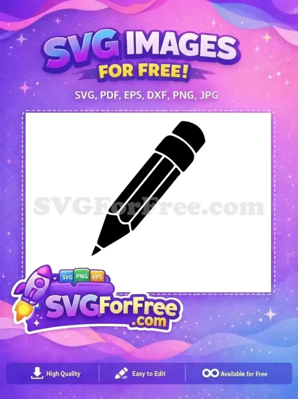 A crisp, free black pencil icon, ideal for design projects requiring a writing or editing symbol. Download this free SVG!