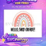 Free Pink Boho Rainbow Free Love Hearts Hello 3rd Grade Free SVG - Instant Download