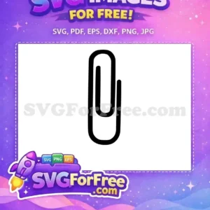 A crisp, black free paperclip SVG icon, ideal for digital documents and office-themed free designs. Instantly downloadable.