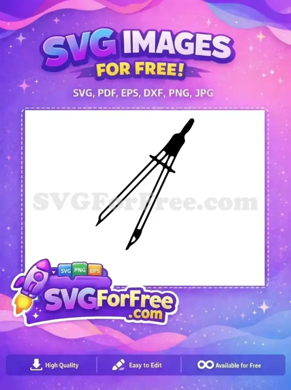 A crisp black and white free SVG icon of a drafting compass, ideal for precise geometric and measurement designs. Download now!