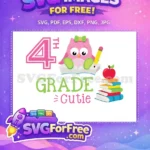 Free Pink Owl Free School Books Apple 4th Grade Free SVG - Instant Download