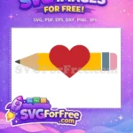 Free Yellow Pencil Red Heart Free Pink Eraser Back To School Free SVG - Instant Download