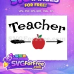 Free Black Feather Free Red Apple Teacher School Free SVG - Instant Download