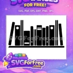 Free bookshelf full books Free organized black binders Back To School Free SVG - Instant Download