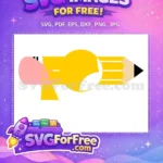 Free Bright Yellow Pencil Free Pink Eraser School Supply Free SVG - Instant Download