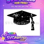 Free Distressed Graduation Cap Free Black Tassel Back To School Free SVG - Instant Download