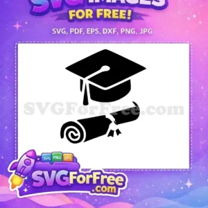 Free Graduation Cap & Scroll SVG – Celebrate Success! Download this free graduation cap and scroll SVG, a symbol of academic achievement, perfect for all your design needs.