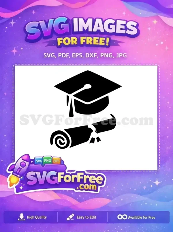 Free Graduation Cap & Scroll SVG – Celebrate Success! Download this free graduation cap and scroll SVG, a symbol of academic achievement, perfect for all your design needs.