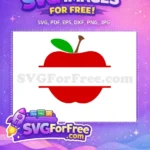 Free Red Apple Free Green Leaf Split Back To School Free SVG - Instant Download