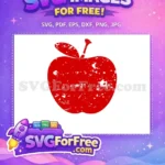 Free Distressed Red Free Apple Leaf Back To School Free SVG - Instant Download