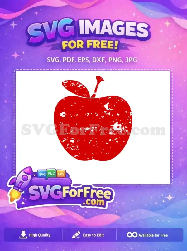 A vibrant red apple with a stylish distressed texture, offering a fantastic free design for all your creative projects.