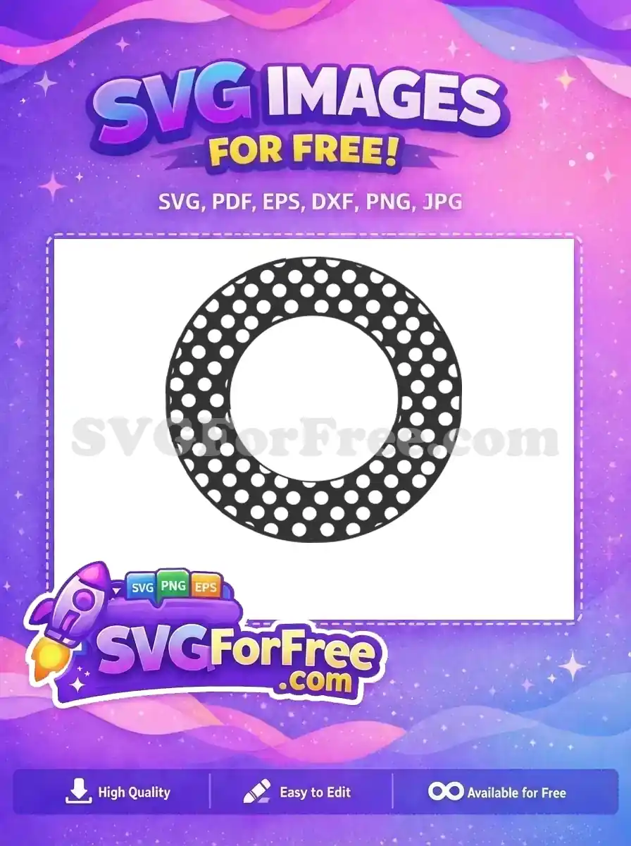 A captivating free design: a dark grey ring with an intricate white polka-dot pattern. Ideal free SVG for crafters.