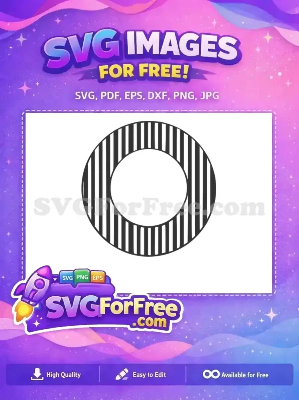 Free Striped Ring SVG Design – Modern Geometric Art A captivating free design featuring a black and white striped ring, ideal for various graphic applications. Download this unique SVG for free now!