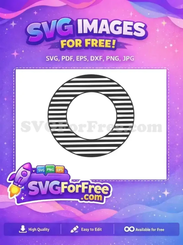 A free geometric design featuring concentric circles with horizontal stripes on the outer ring, perfect for creative projects.