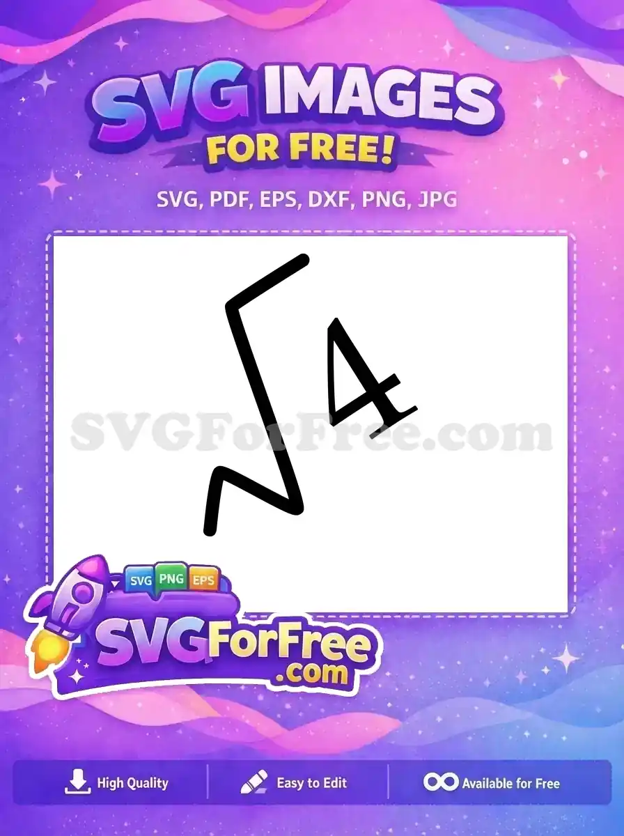 A free design showing the mathematical square root symbol over the number 4, an educational graphic resource.