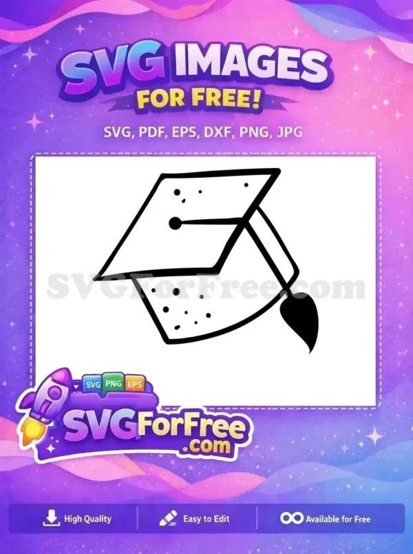 A free hand-drawn graduation cap SVG, complete with a tassel, perfect for celebrating academic milestones. Get this free design now!