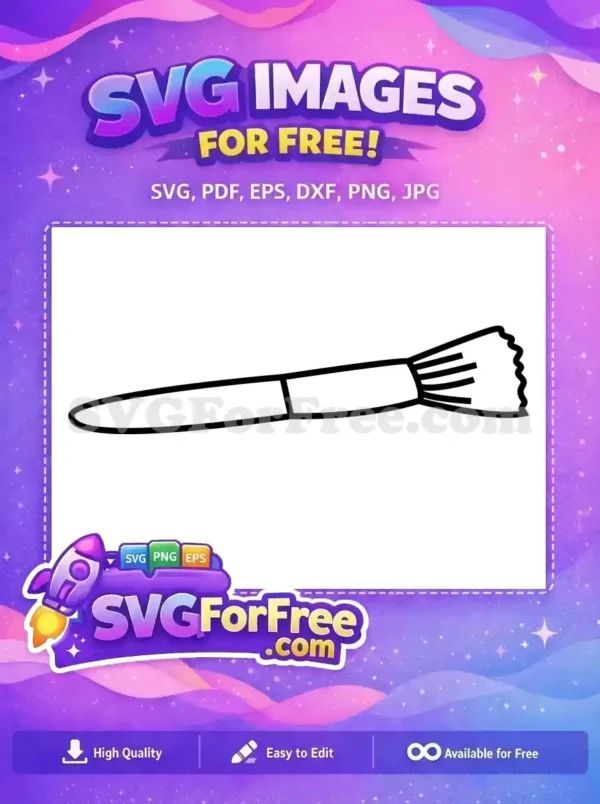 A free design SVG of a simple, elegant black outline makeup brush, ideal for crafting and digital projects. Instantly enhance your creations!