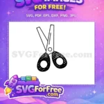 Free Black Outline Scissors Free Striped Handles Back To School Free SVG - Instant Download