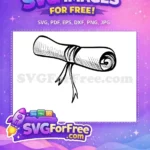 Free White Rolled Diploma Free Tied Black Ribbon Back To School Free SVG - Instant Download