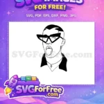 Free Tongue Out Free Black Glasses Cross Pendant Bad Bunny Cartoon Free SVG - Instant Download